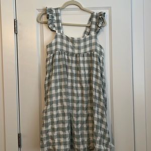 SHEIN, Green and white checkered dress, knee length. (Size XL)